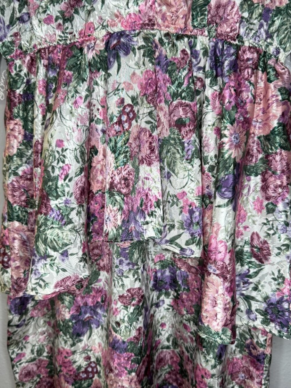 PRICE FIRM Vintage Floral Dress 80s Pellini Pastel Elastic Peplum Dress M/L - Picture 4 of 11